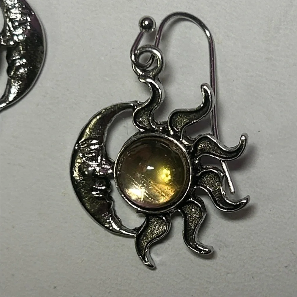 🛑UNAVAILABLE🛑 Celestial Silver-Tone Sun and Moon Earrings
